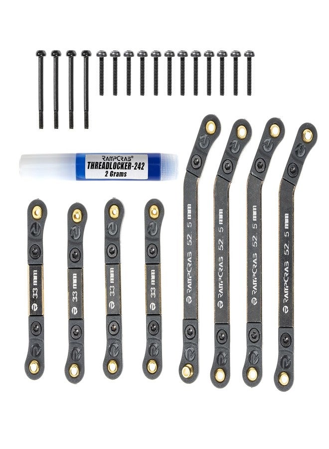 RampCrab High Clearance 4 Links Set for AX24, Brass Links Set, Upgrade Parts for AX24 XC-1, Axial 1/24 RC Crawler Car Upgrade Accessories, 8Pcs, Black Coating - Image 1